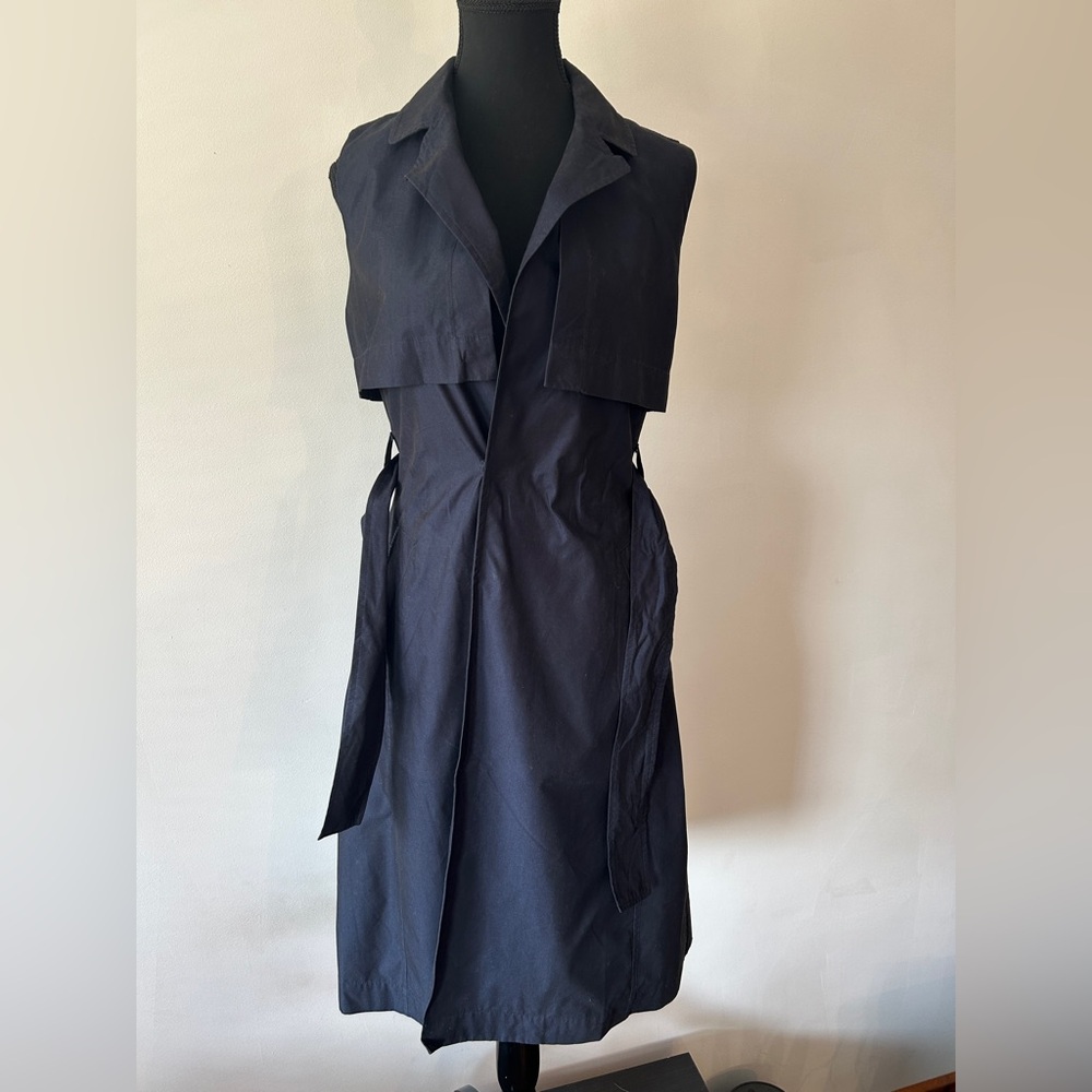 Elegant Blue sleeveless Trench Coat